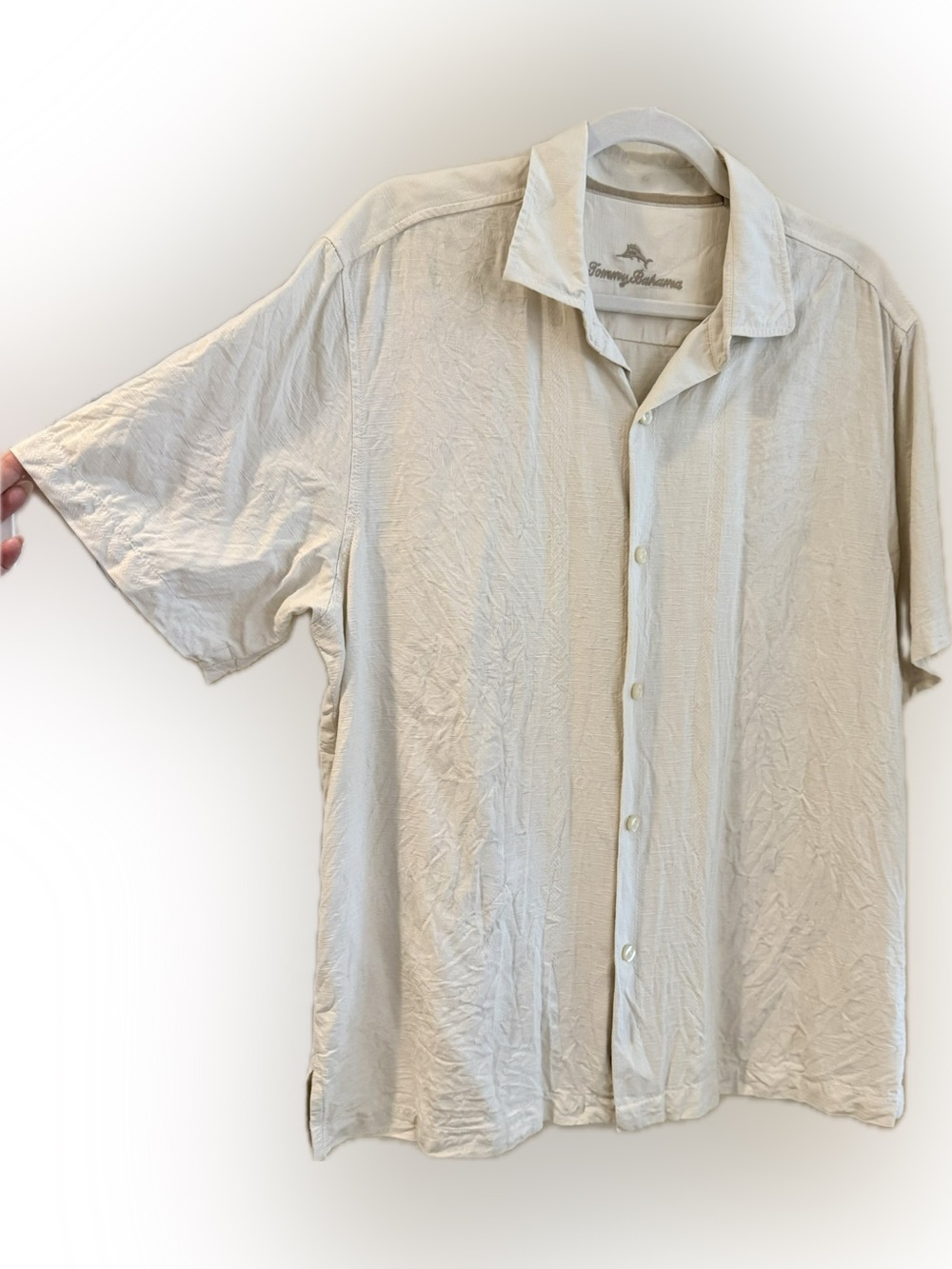 Tommy Bahama Light Beige Short-Sleeve Button-Down Shirt